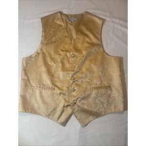 Men's Vesuvio Napoli Italy Vest Gold Color Paisley Design Suit Size XL